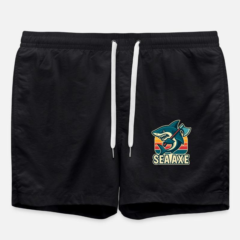 Haifisch-Seeaxt-Design - Badeshorts - Schwarz