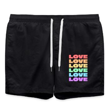 Love 6 rainbow colors gay pride LGBTQ pastel - Swim Trunks - black - Front - AI Model Male 185 light (185cm)