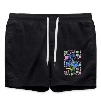 Blumen - Badeshorts - Schwarz - Vorne - AI Model Male 185 light (185cm)
