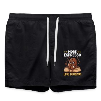 Espresso Mehr Espresso Weniger Depresso - Badeshorts - Schwarz - Vorne - AI Model Male 185 light (185cm)