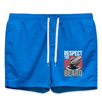 Respect the Beard! Bearded Dragon Reptile Terraristics - Swim Trunks - cobalt blue - Front