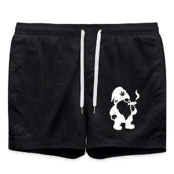 Kiffender Zwerg/Wichtel mit Joint - Weedlove - Badeshorts - Schwarz - Vorne - AI Model Male 185 light (185cm)