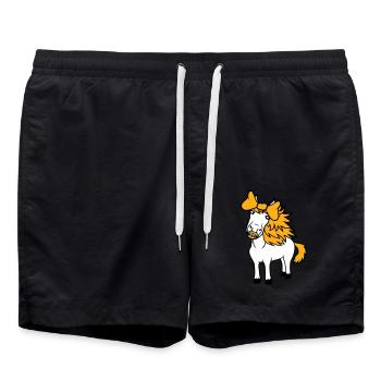 cheval mignon poney fille femelle fille cheval fille - Short de bain - noir - Devant - AI Model Male 185 light (185cm)