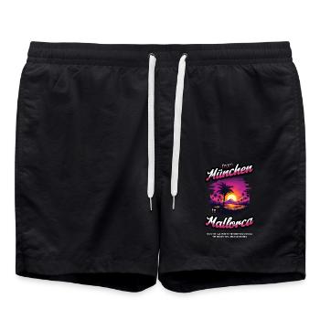 From München to Mallorca - Purple Text Edition - Badeshorts - Schwarz - Vorne - AI Model Male 185 light (185cm)