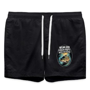 When the fish calls, I'm gone - Swim Trunks - black - Front - AI Model Male 185 light (185cm)