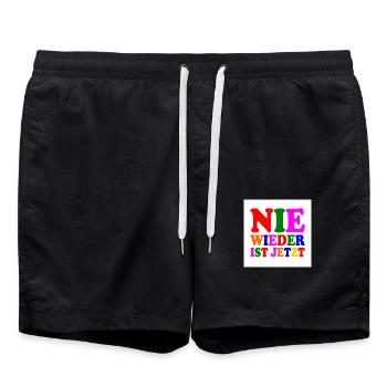 Nie wieder ist jetzt - Badeshorts - Schwarz - Vorne - AI Model Male 185 light (185cm)
