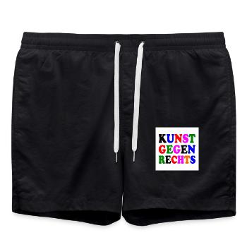Kunst gegen rechts - Badeshorts - Schwarz - Vorne - AI Model Male 185 light (185cm)