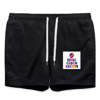 Einig gegen rechts - Badeshorts - Schwarz - Vorne - AI Model Male 185 light (185cm)