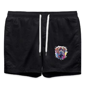 Mastiff chien animal Pop Art tête - Short de bain - noir - Devant - AI Model Male 185 light (185cm)
