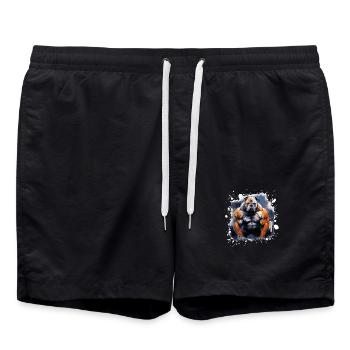 Bulldog Chien Muscles Combattant - Short de bain - noir - Devant - AI Model Male 185 light (185cm)