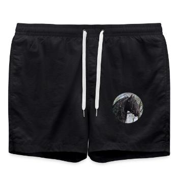 Kopf Friesenhengst - Badeshorts - Schwarz - Vorne - AI Model Male 185 light (185cm)