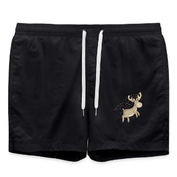 Comic Weihnachts Rentier - Badeshorts - Schwarz - Vorne - AI Model Male 185 light (185cm)