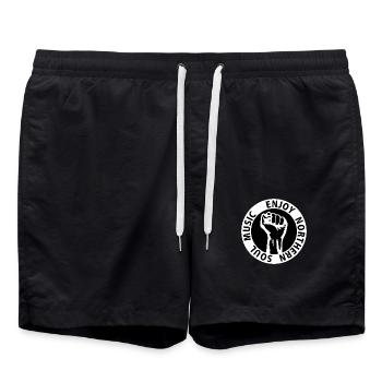 Digital - Enjoy Northern Soul Music - nighter keep - Badeshorts - Schwarz - Vorne - AI Model Male 185 light (185cm)