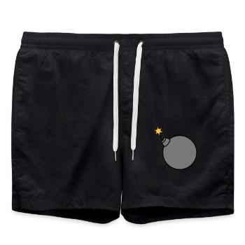 brennt angezuendet rund kugel kreis text stangen b - Badeshorts - Schwarz - Vorne - AI Model Male 185 light (185cm)