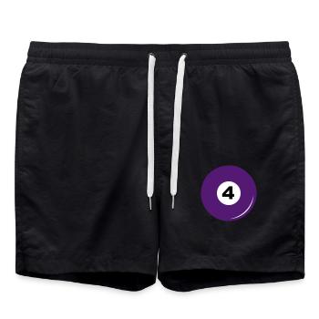 Billiard ball number 4 - Swim Trunks - black - Front - AI Model Male 185 light (185cm)