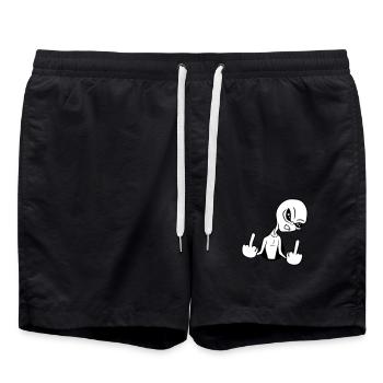 hole insult wanker middle finger fuck you off - Swim Trunks - black - Front - AI Model Male 185 light (185cm)