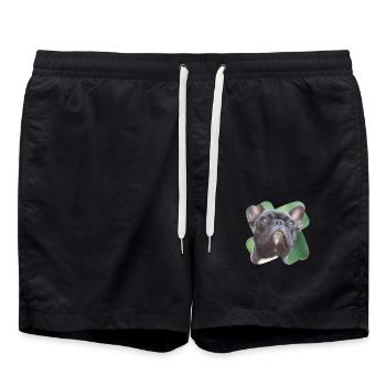 französische bulldogge schaut total niedlich - Badeshorts - Schwarz - Vorne - AI Model Male 185 light (185cm)