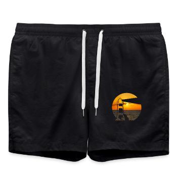Lighthouse on the sea double exposure - Swim Trunks - black - Front - AI Model Male 185 light (185cm)