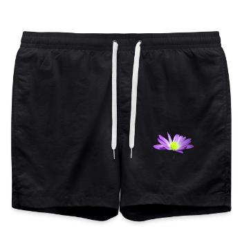 magical violet flower, blossom, nature - Swim Trunks - black - Front - AI Model Male 185 light (185cm)