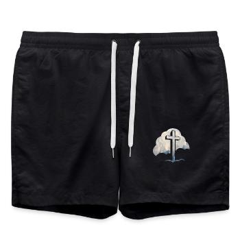 Jesus Wolken Jesus Kreuz - Badeshorts - Schwarz - Vorne - AI Model Male 185 light (185cm)