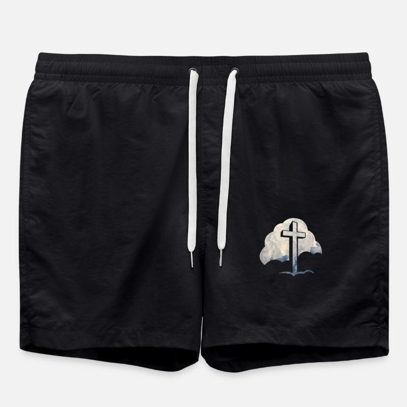 Jésus nuage Jésus croix - Short de bain - noir