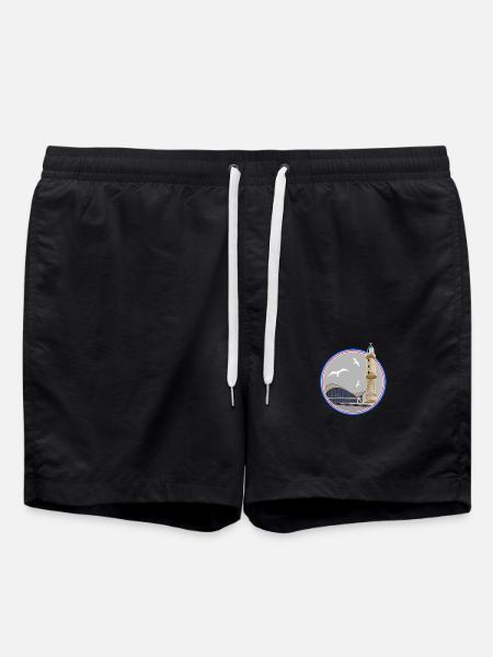 ICON Leuchtturm und Teepott Rostock Warnemünde - Badeshorts - Schwarz
