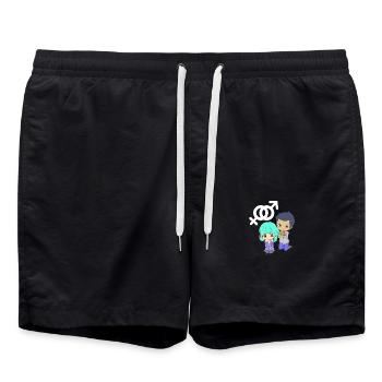MANGA COUPLE COUPLE AMOUR MIGNON DESSINÉ ANIME - Short de bain - noir - Devant - AI Model Male 185 light (185cm)