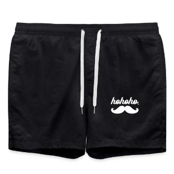 Ho Ho Ho Beard Mustache (w) - Short de bain - noir - Devant - AI Model Male 185 light (185cm)