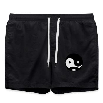 Mustache Yin Yang - Badeshorts - Schwarz - Vorne - AI Model Male 185 light (185cm)