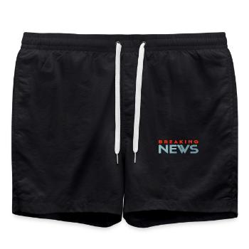 Breaking News Reporter Moderator - Swim Trunks - black - Front - AI Model Male 185 light (185cm)