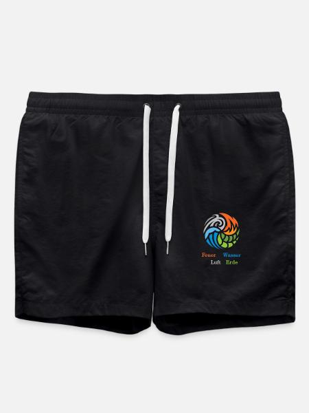 Die 4 Elemente. Feuer, Wasser, Luft und Erde - Badeshorts - Schwarz