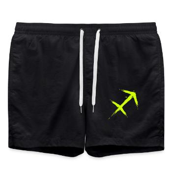 Schütze Sternzeichen Sagittarius Symbol Gelb Neu - Badeshorts - Schwarz - Vorne - AI Model Male 185 light (185cm)