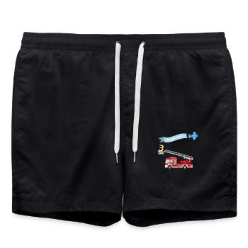 Fire department 3rd birthday - Swim Trunks - black - Front - AI Model Male 185 light (185cm)