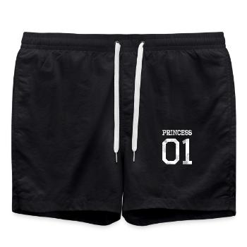 Princess 01 white used look shirt - Swim Trunks - black - Front - AI Model Male 185 light (185cm)