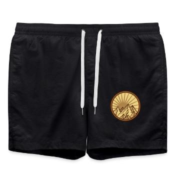 mountains circle mountains round logo sun high mountain path - Swim Trunks - black - Front - AI Model Male 185 light (185cm)