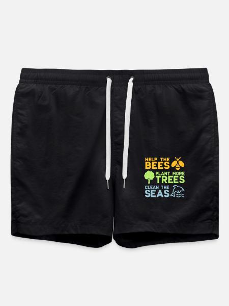 Hjälp bin att plantera fler träd | Skogsträdnatur - Badshorts - svart