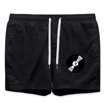 broken cracks vinyl broken destroyed party logo - Swim Trunks - black - Front - AI Model Male 185 light (185cm)