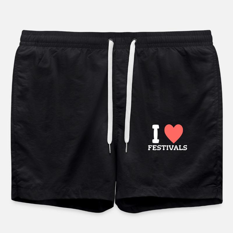 I love Festivals - Swim Trunks - black
