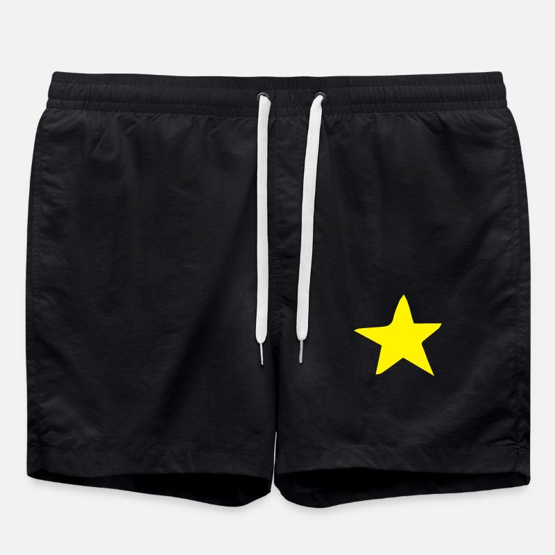simple yellow ROUGH star - Swim Trunks - black