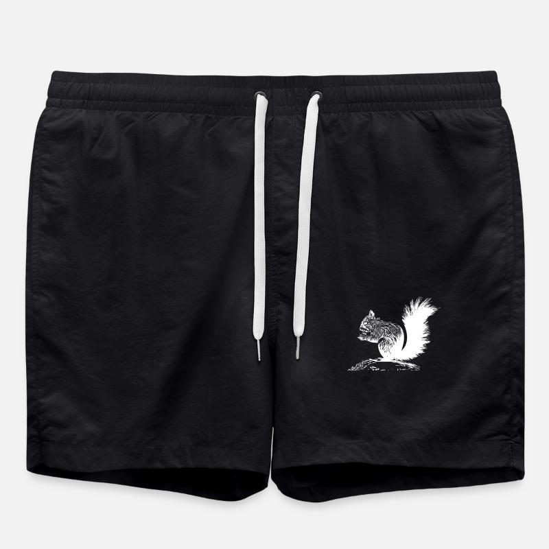 Drolliges Eichhörnchen mit einer Nuss - Badeshorts - Schwarz