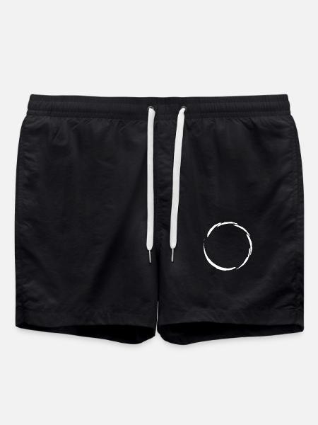 Circle Symbol White - Swim Trunks - black