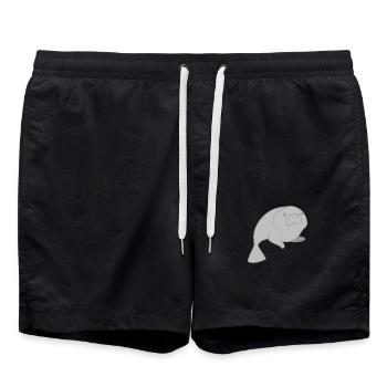 Cute round manatee - Swim Trunks - black - Front - AI Model Male 185 light (185cm)