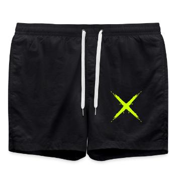 Croix design vectoriel jaune - Short de bain - noir - Devant - AI Model Male 185 light (185cm)