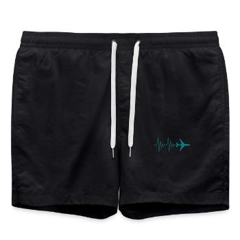 Pilote d'avion EKG love heartbeat love - Short de bain - noir - Devant - AI Model Male 185 light (185cm)