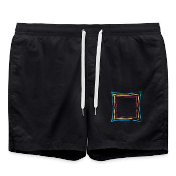 bunt beaucoup de lignes cadre carré bord carré carré - Short de bain - noir - Devant - AI Model Male 185 light (185cm)