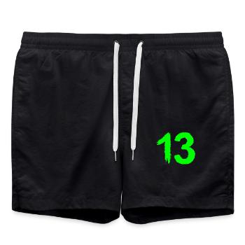 Number 13 favorite number brush - Swim Trunks - black - Front - AI Model Male 185 light (185cm)