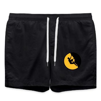 nuit lune rond cercle mur raide sommet freeclimber - Short de bain - noir - Devant - AI Model Male 185 light (185cm)