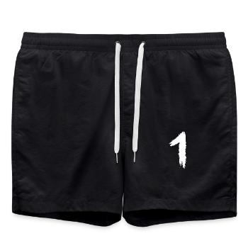 Zahl 1 Nummer Eins - Badeshorts - Schwarz - Vorne - AI Model Male 185 light (185cm)