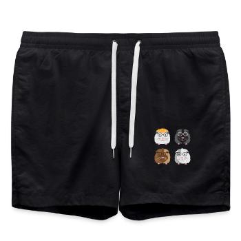 Quatre petits cochons d'Inde ringards avec des lunettes - Short de bain - noir - Devant - AI Model Male 185 light (185cm)