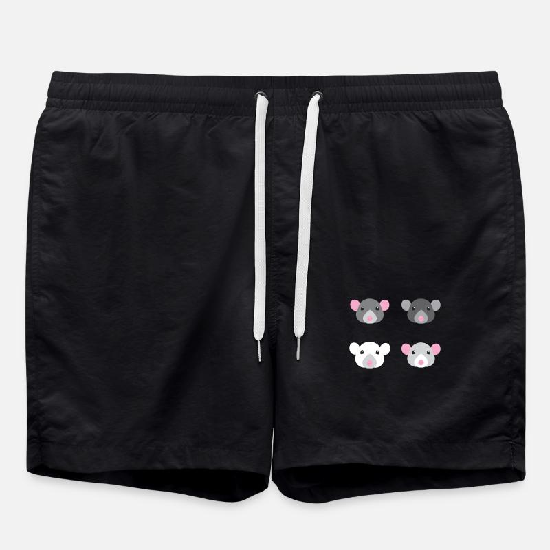 vier Mäuse Rattengesichter - Badeshorts - Schwarz